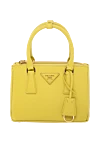 Prada Women's yellow genuine leather bag - brand logo, pendant with keychain. 100% genuine leather. Closure: zipper. Country of manufacture: Italy. Care: specialized cleaning - photo 1