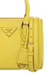 Prada Women's yellow genuine leather bag - brand logo, pendant with keychain. 100% genuine leather. Closure: zipper. Country of manufacture: Italy. Care: specialized cleaning - photo 5