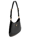 Prada Women's black genuine leather bag with logo - brand logo. 100% genuine leather. Closure: zipper. Country of manufacture: Italy. Care: specialized cleaning - photo 3