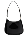 Women's black genuine leather bag with logo Prada - brand logo. 100% genuine leather. Closure: zipper. Country of manufacture: Italy. Care: specialized cleaning - photo 4