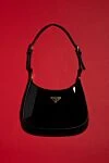 Women's black genuine leather bag with logo Prada - brand logo. 100% genuine leather. Closure: zipper. Country of manufacture: Italy. Care: specialized cleaning - photo 6