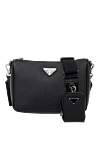 Prada Black men's shoulder bag made of genuine leather - 100% genuine leather. Closure: zipper. zippered pockets. Country of manufacture: Italy. Care: specialized cleaning - photo 1