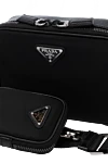 Prada Сумка через плечо черная мужская из полиамида и натуральной кожи - логотип бренда. 70% полиамид, 30% натуральная кожа. молния. карманы на молнии. Страна производитель: Италия. Уход: специализированная чистка - фото 5
