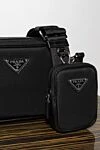 Prada Сумка через плечо черная мужская из полиамида и натуральной кожи - логотип бренда. 70% полиамид, 30% натуральная кожа. молния. карманы на молнии. Страна производитель: Италия. Уход: специализированная чистка - фото 7