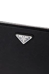 Prada Men's black genuine leather clutch - brand logo. Closure: zipper. Country of manufacture: Italy. Care: specialized cleaning - photo 5