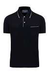 Loro Piana Men's black cotton and elastane polo with pocket - contrasting stripes on collar and pocket. 96% cotton, 4% elastane. Closure: buttons. one chest pocket. Country of manufacture: Italy. Care: specialized cleaning - photo 1