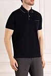 Loro Piana Men's black cotton and elastane polo with pocket - contrasting stripes on collar and pocket. 96% cotton, 4% elastane. Closure: buttons. one chest pocket. Country of manufacture: Italy. Care: specialized cleaning - photo 3