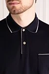 Loro Piana Men's black cotton and elastane polo with pocket - contrasting stripes on collar and pocket. 96% cotton, 4% elastane. Closure: buttons. one chest pocket. Country of manufacture: Italy. Care: specialized cleaning - photo 5