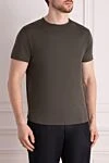 Loro Piana Однотонная мужская футболка благородного оттенка хаки из шелка и хлопка (уценка) - 40% хлопок, 60% шелк. Страна производитель: Италия. Уход: специализированная чистка - фото 3