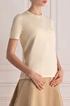 Loro Piana Women's beige cotton T-shirt - 100% cotton. Country of manufacture: Italy. Care: specialized cleaning - photo 3