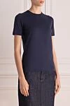 Loro Piana Women's blue T-shirt made of cotton - 100% cotton. Country of manufacture: Italy. Care: specialized cleaning - photo 3