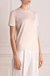 Loro Piana Women's pink T-shirt made of cotton - 100% cotton. Country of manufacture: Italy. Care: specialized cleaning - photo 3