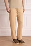 Loro Piana Beige men's trousers made of linen and silk - 59% linen, 41% silk. zipper, button. two side pockets, two back slash pockets. Country of manufacture: Italy. Care: specialized cleaning - photo 3