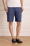 Loro Piana Blue linen shorts for men - 100% linen. drawstring, buttons, zipper. two side, two back pockets. Country of manufacture: Italy. Care: specialized cleaning - photo 3