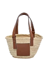 Loewe Bag made of straw and genuine leather for women beige - brand logo. 90% straw, 10% genuine leather. Country of manufacture: Italy. Care: specialized cleaning - photo 1