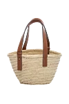 Bag made of straw and genuine leather for women beige Loewe - brand logo. 90% straw, 10% genuine leather. Country of manufacture: Italy. Care: specialized cleaning - photo 4