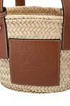 Loewe Bag made of straw and genuine leather for women beige - brand logo. 90% straw, 10% genuine leather. Country of manufacture: Italy. Care: specialized cleaning - photo 5