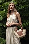 Bag made of straw and genuine leather for women beige Loewe - brand logo. 90% straw, 10% genuine leather. Country of manufacture: Italy. Care: specialized cleaning - photo 6