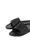 Moncler Men's blue elastodine flip-flops - brand logo. 100% elastodin. Country of manufacture: Italy. Care: specialized cleaning - photo 5