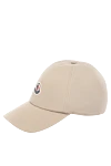 Moncler Beige cotton cap for women - brand logo. 100% cotton. Country of manufacture: Italy. Care: specialized cleaning - photo 3