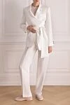 White women's suit with trousers made of linen and viscose. MSGM - 56% linen, 44% viscose. belt. two side pockets. Country of manufacture: Italy. Care: specialized cleaning - photo 2