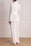 White women's suit with trousers made of linen and viscose. MSGM - 56% linen, 44% viscose. belt. two side pockets. Country of manufacture: Italy. Care: specialized cleaning - photo 4