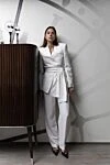 White women's suit with trousers made of linen and viscose. MSGM - 56% linen, 44% viscose. belt. two side pockets. Country of manufacture: Italy. Care: specialized cleaning - photo 8