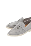 Fleur de Paris Women's gray suede loafers - contrasting sole, heel with pendant. 100% suede. Country of manufacture: Italy. Care: specialized cleaning - photo 5