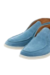 Fleur de Paris Women's blue suede loafers - contrast sole. 100% suede. Country of manufacture: Italy. Care: specialized cleaning - photo 5