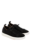 Santoni Black men's sneakers made of textile and suede. - contrast sole. 70% textile, 30% suede. Closure: laces. Country of manufacture: Italy. Care: specialized cleaning - photo 3