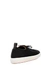 Black men's sneakers made of textile and suede. Santoni - contrast sole. 70% textile, 30% suede. Closure: laces. Country of manufacture: Italy. Care: specialized cleaning - photo 4