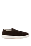 Santoni Brown suede sneakers for men - contrast sole. 100% suede. Closure: lace. Country of manufacture: Italy. Care: specialized cleaning - photo 1