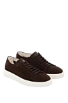 Santoni Brown suede sneakers for men - contrast sole. 100% suede. Closure: lace. Country of manufacture: Italy. Care: specialized cleaning - photo 3