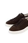 Santoni Brown suede sneakers for men - contrast sole. 100% suede. Closure: lace. Country of manufacture: Italy. Care: specialized cleaning - photo 5