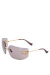 Miu Miu Sunglasses for women, yellow, metal - brand logo. metal. purple. Country of manufacture: Italy. Care: specialized cleaning - photo 3