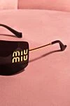 Miu Miu Women's yellow metal sunglasses for sun protection - brand logo. metal. black. Country of manufacture: Italy. Care: specialized cleaning - photo 7