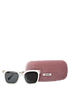 Miu Miu Women's white sunglasses with logo - brand logo. plastic. black. Country of manufacture: Italy. Care: specialized cleaning - photo 5