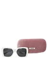 Miu Miu Women's white sunglasses with logo - brand logo. plastic. black. Country of manufacture: Italy. Care: specialized cleaning - photo 5