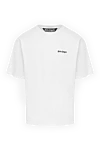 Palm Angels Men's white cotton T-shirt with logo - brand logo. 100% cotton. Country of manufacture: Italy. Care: specialized cleaning - photo 1