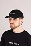 Men's cotton cap black Palm Angels - brand logo. 100% cotton. Country of manufacture: Italy. Care: specialized cleaning - photo 2