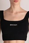 Palm Angels Women's cotton top in black - brand logo. 100% cotton. Country of manufacture: Italy. Care: specialized cleaning - photo 5