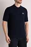 Stone Island Men's blue cotton polo with logo - brand logo. 100% cotton. Closure: zipper. Country of manufacture: Italy. Care: specialized cleaning - photo 3