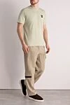 Men's beige trousers made of cotton and elastane Stone Island - Decor: brand logo. Composition: 95% cotton, 5% elastane. Closure: button, zipper. Pockets: two side pockets, one back pocket, one leg pocket. Country of manufacture: Italy. Care: specialized cleaning - photo 2