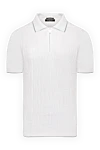 Svevo Polo from cotton for men white - abstract pattern, contrasting edging . 100% cotton. Closure: zipper. Country of manufacture: Italy. Care: specialized cleaning - photo 1