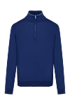 Svevo Men's blue wool troyer with zipper - contrast edging. 100% cotton,. Closure: buttons. Country of manufacture: Italy. Care: specialized cleaning - photo 1