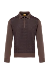 Svevo Polo with long sleeves in brown wool - small diamond pattern. 100% wool. Closure: zipper. Country of manufacture: Italy. Care: specialized cleaning - photo 1