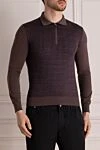 Svevo Polo with long sleeves in brown wool - small diamond pattern. 100% wool. Closure: zipper. Country of manufacture: Italy. Care: specialized cleaning - photo 3