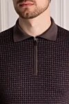 Svevo Polo with long sleeves in brown wool - small diamond pattern. 100% wool. Closure: zipper. Country of manufacture: Italy. Care: specialized cleaning - photo 5