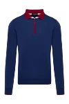 Svevo Polo with long sleeves made of wool blue for men - red collar. 100% wool. Closure: zipper. Country of manufacture: Italy. Care: specialized cleaning - photo 1