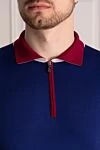 Svevo Polo with long sleeves made of wool blue for men - red collar. 100% wool. Closure: zipper. Country of manufacture: Italy. Care: specialized cleaning - photo 5